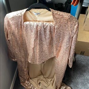 Fashion Nova Sequin Rose Gold Dress Set